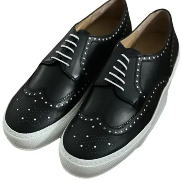 NIB ROBERT CLERGERIE TOLKA 01 Leather Black Oxfords Brouge Trim Kiltie Vamp 10.5