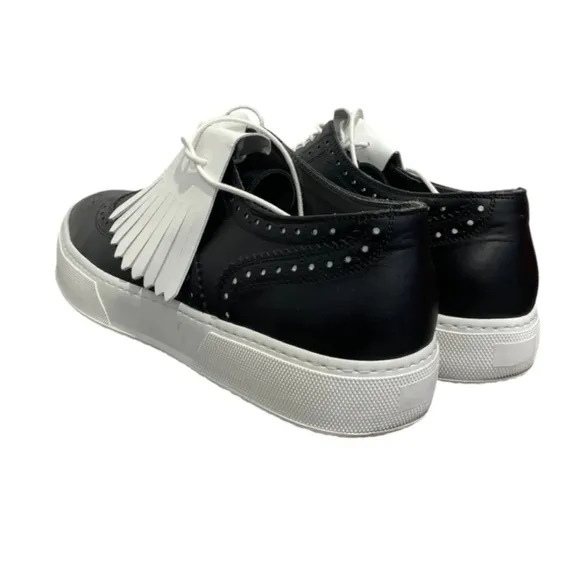 NIB ROBERT CLERGERIE TOLKA 01 Leather Black Oxfords Brouge Trim Kiltie Vamp 10.5