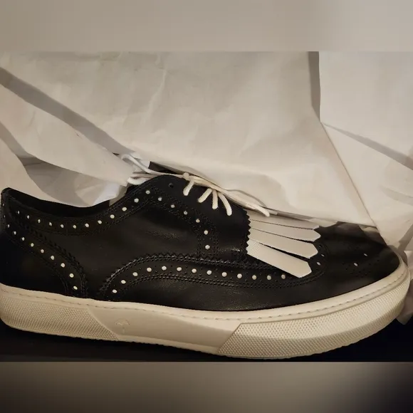 NIB ROBERT CLERGERIE TOLKA 01 Leather Black Oxfords Brouge Trim Kiltie Vamp 10.5