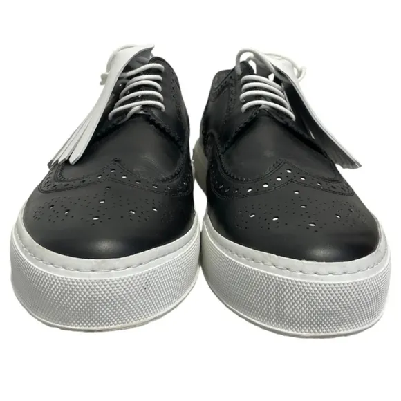 NIB ROBERT CLERGERIE TOLKA 01 Leather Black Oxfords Brouge Trim Kiltie Vamp 10.5