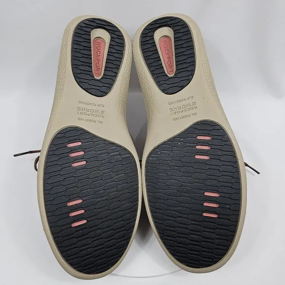 NIB Rockport Works Truflex Work Sneaker Safety Shoe Lace-Up Comp Toe Blue Tan 13