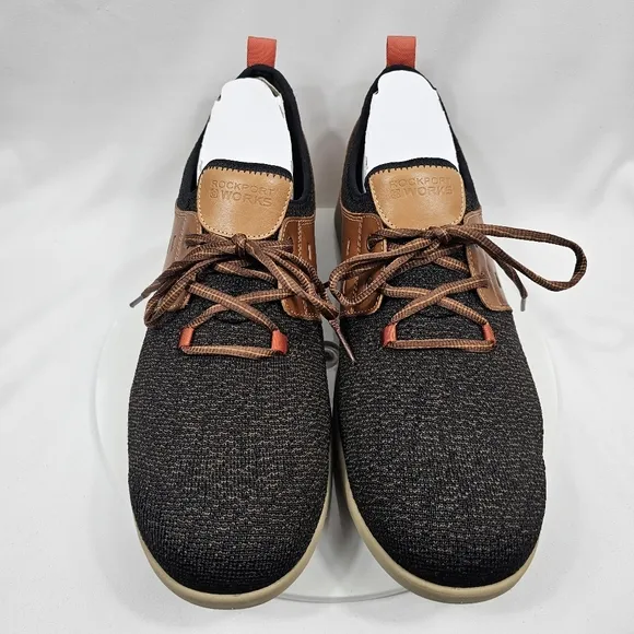 NIB Rockport Works Truflex Work Sneaker Safety Shoe Lace-Up Comp Toe Blue Tan 13