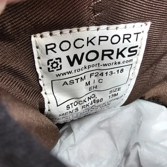 NIB Rockport Works Truflex Work Sneaker Safety Shoe Lace-Up Comp Toe Blue Tan 13