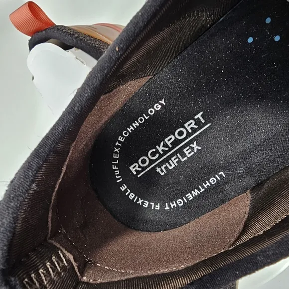 NIB Rockport Works Truflex Work Sneaker Safety Shoe Lace-Up Comp Toe Blue Tan 13