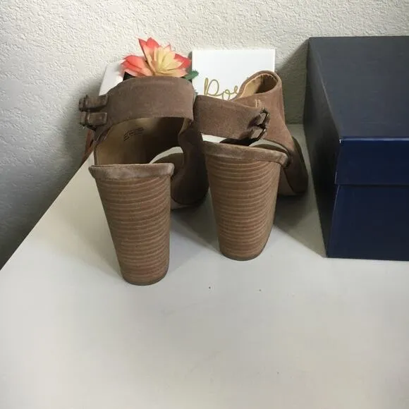 NIB Splendid Kaylee tan suede block heels