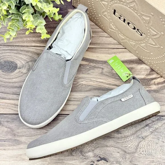 NIB Taos Dandy 8.5M Dandy Slip On Canvas Sneakers Grey Wash