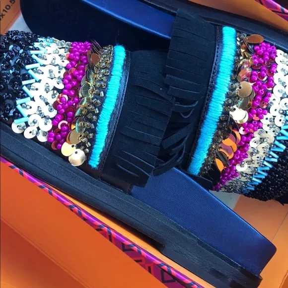 NIB Tory Burch Authentic Embellished Suede slides