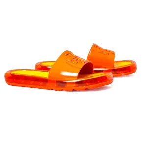 NIB Tory Burch Bubble Jelly Slides Chipotle Spice/Golden Bright Raised DoubleT-9