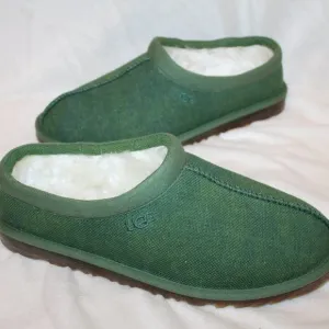 NIB UGG MEN'S CANVAS TASMAN SLIP ON SLIPPERS GREEN‎