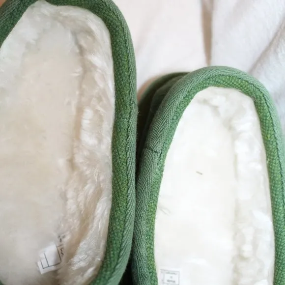 NIB UGG MEN'S CANVAS TASMAN SLIP ON SLIPPERS GREEN‎