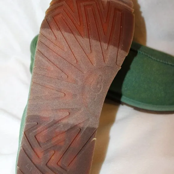 NIB UGG MEN'S CANVAS TASMAN SLIP ON SLIPPERS GREEN‎