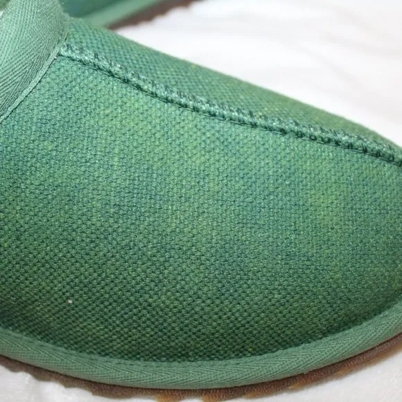 NIB UGG MEN'S CANVAS TASMAN SLIP ON SLIPPERS GREEN‎