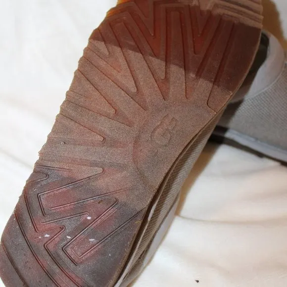 NIB UGG MEN'S CANVAS TASMAN SLIP UP SHEARLING SLIPPERS‎ LIGHT GRAY