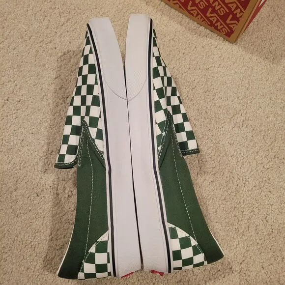 NIB Vans Classic Slip-On Checkerboard VN0A7Q5D6QU GREEN WHITE men's 12 EU 46