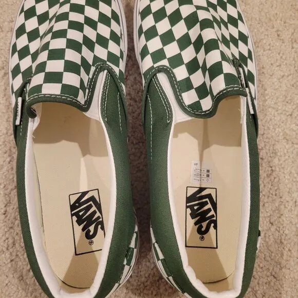 NIB Vans Classic Slip-On Checkerboard VN0A7Q5D6QU GREEN WHITE men's 12 EU 46