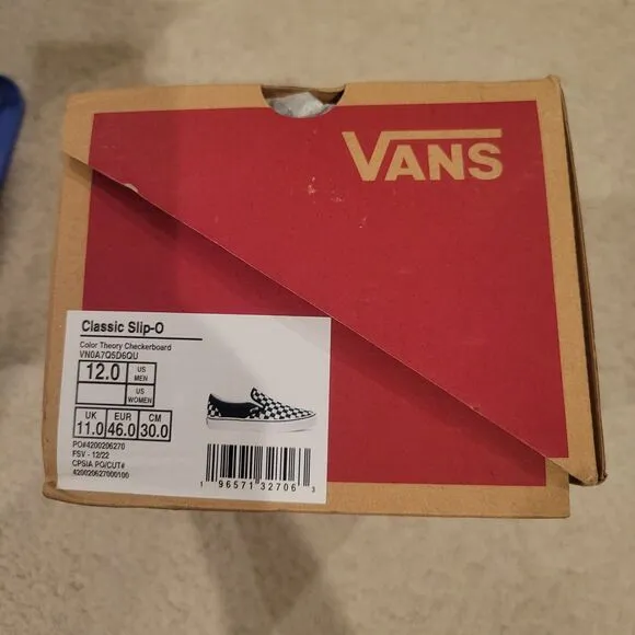 NIB Vans Classic Slip-On Checkerboard VN0A7Q5D6QU GREEN WHITE men's 12 EU 46