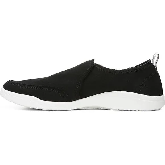 NIB Vionic Beach Malibu Canvas Slip Ons Women's Size 6.5 M Black White Shoes