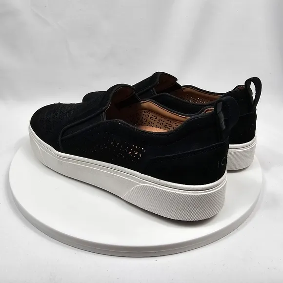 NIB Vionic Kimmie Perforated Suede Slip-On Sneaker Tennis Shoe Pull-On Black 7.5