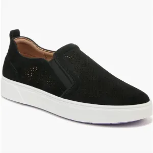 NIB Vionic Kimmie Perforated Suede Slip-On Sneaker Tennis Shoe Pull-On Black 7.5
