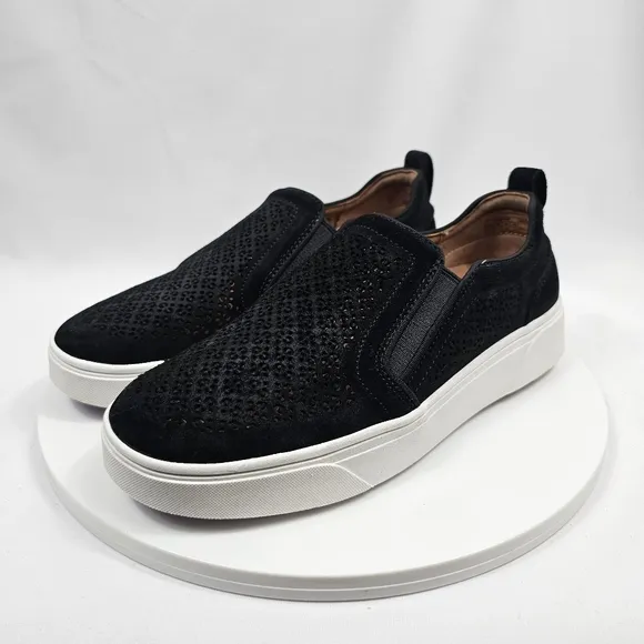 NIB Vionic Kimmie Perforated Suede Slip-On Sneaker Tennis Shoe Pull-On Black 7.5