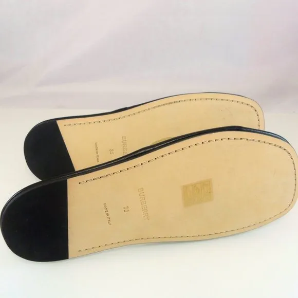NIB$650 BURBERRY Alixa Quilted Lambskin Check Flat Slide In Archive Beige 35 5