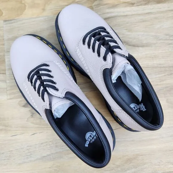 🩵NIB Dr. Martens Taupe 8053 Quad Retro Pisa Leather Platform Oxfords Size 8