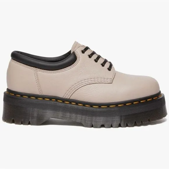 🩵NIB Dr. Martens Taupe 8053 Quad Retro Pisa Leather Platform Oxfords Size 8