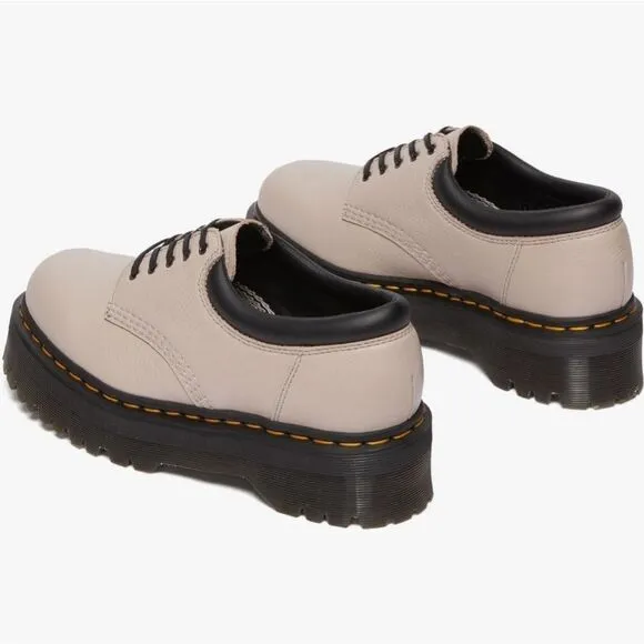 🩵NIB Dr. Martens Taupe 8053 Quad Retro Pisa Leather Platform Oxfords Size 8