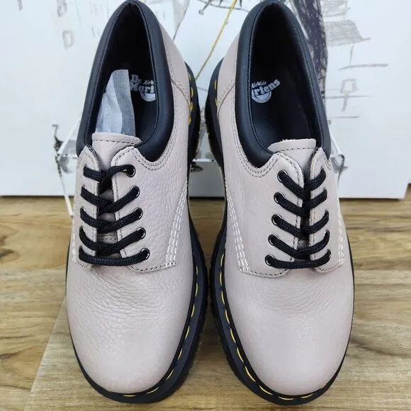 🩵NIB Dr. Martens Taupe 8053 Quad Retro Pisa Leather Platform Oxfords Size 8