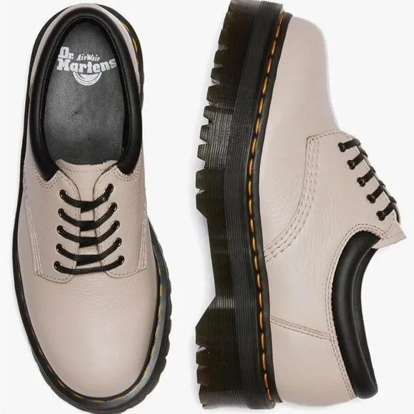 🩵NIB Dr. Martens Taupe 8053 Quad Retro Pisa Leather Platform Oxfords Size 8