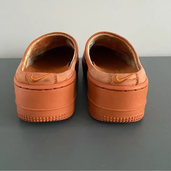 Nike Air Force 1 Lover XX Leather Platform Mules Slides Cinder Orange Size 8