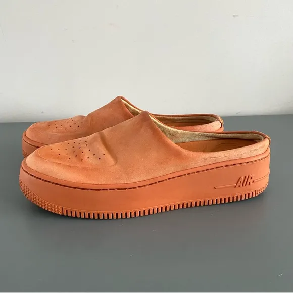Nike Air Force 1 Lover XX Leather Platform Mules Slides Cinder Orange Size 8