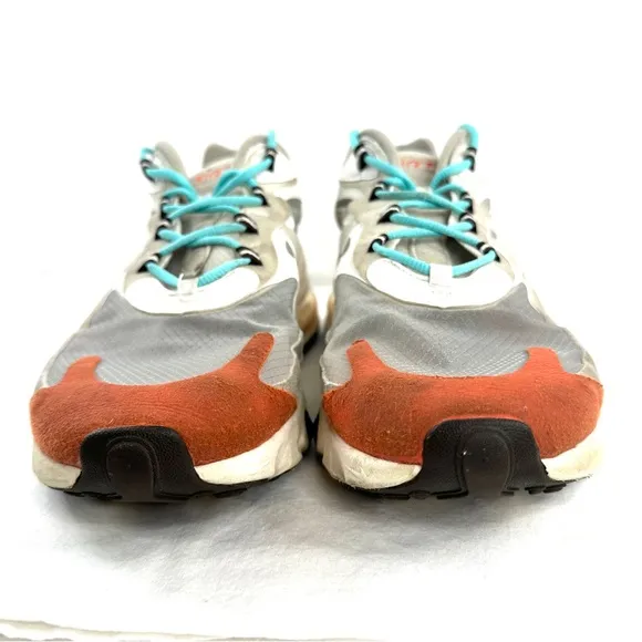 Nike Air Max 270 React Men Size 10 Beige Chalk Gray Orange Sneaker Lightweight