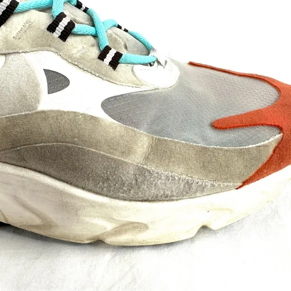 Nike Air Max 270 React Men Size 10 Beige Chalk Gray Orange Sneaker Lightweight
