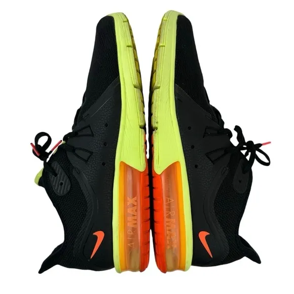 Nike Air Max Sequent 3 Running Sneakers Shoes Black Orange Volt Mens Size 12