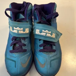 Nike Blue and Purple High-Top Sneakers with Strap — “LeBron James”