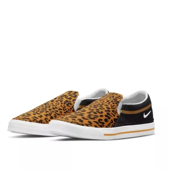 Nike Court Legacy Leopard Slip-On Casual Sneakers from Finish Line SZ 9.5 NEW!