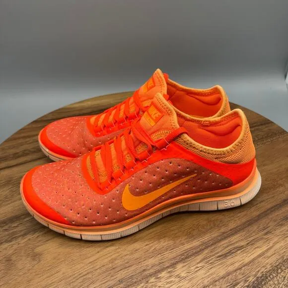 Nike Free 3.0 Shoes Womens 8 Orange Neon Running Comfort Lightweight Walking