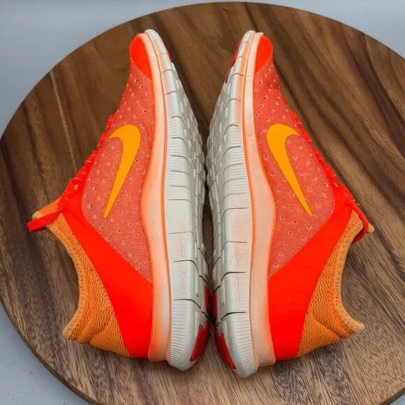 Nike Free 3.0 Shoes Womens 8 Orange Neon Running Comfort Lightweight Walking