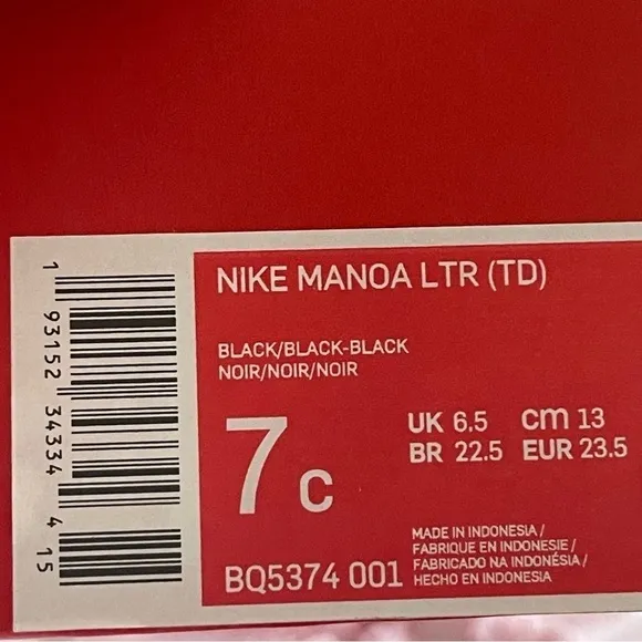 Nike kids toddler Size 7c Manoa Leather Hi Top Shoes sneakers Black New