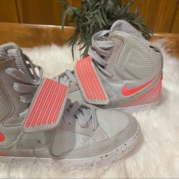 Nike Men's SkyStepper Strap Pure Platinum Atomic Red Basketball Shoes Sneakers 9