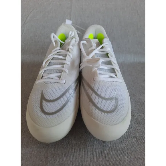 Nike Mens US 9 Alpha Huarache 8 Varsity Lacrosse Cleats Low White/Gray CW446-100