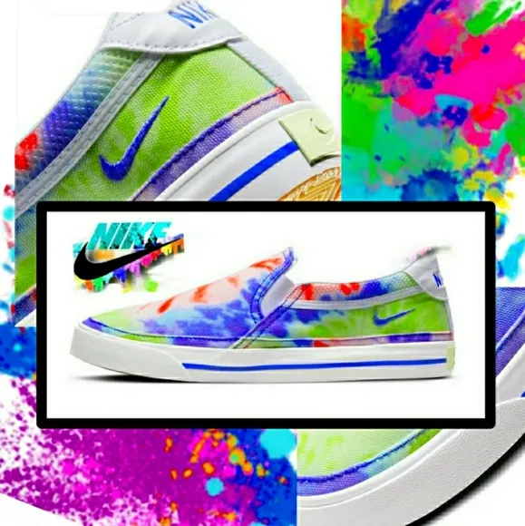 NIKE NWT LEGACY 9 Tie-Dye 🎉 Sapphire Splash SlipOns 🧡 💫 🎾 BNIB Rainbow