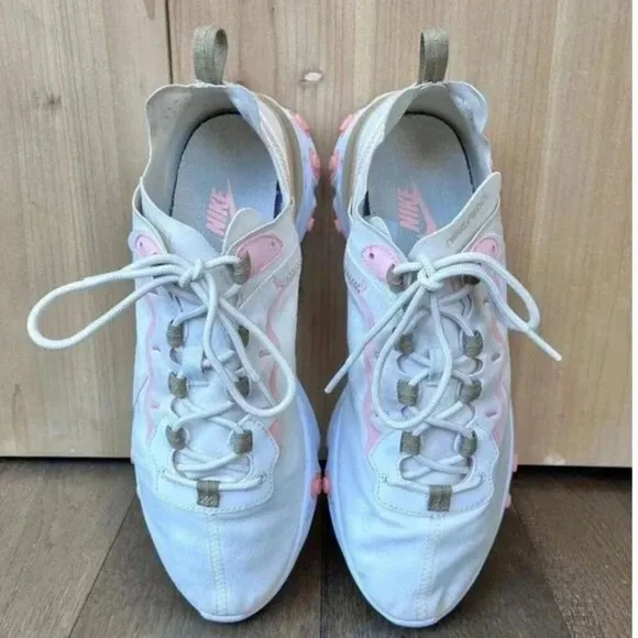 Nike React Element Running Shoes Size 10 Ivory Pink Athletic Track Sneakers