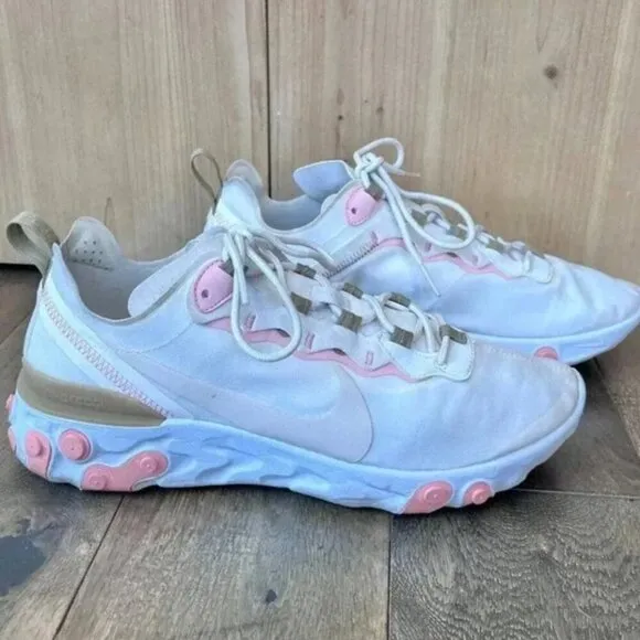 Nike React Element Running Shoes Size 10 Ivory Pink Athletic Track Sneakers