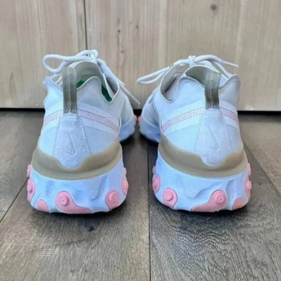Nike React Element Running Shoes Size 10 Ivory Pink Athletic Track Sneakers