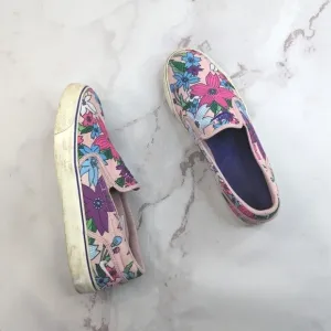 Nike Toki Pink Aloha Floral Sneakers Size 9.5 Canvas Slip On Shoe 724769-605