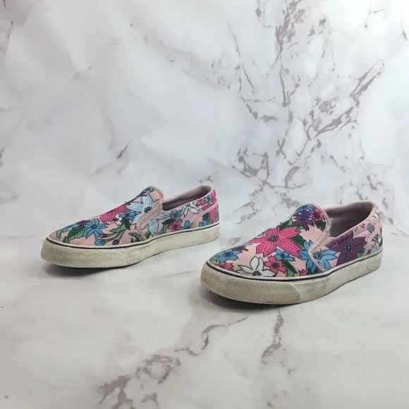Nike Toki Pink Aloha Floral Sneakers Size 9.5 Canvas Slip On Shoe 724769-605