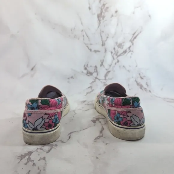 Nike Toki Pink Aloha Floral Sneakers Size 9.5 Canvas Slip On Shoe 724769-605