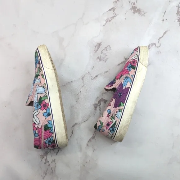 Nike Toki Pink Aloha Floral Sneakers Size 9.5 Canvas Slip On Shoe 724769-605